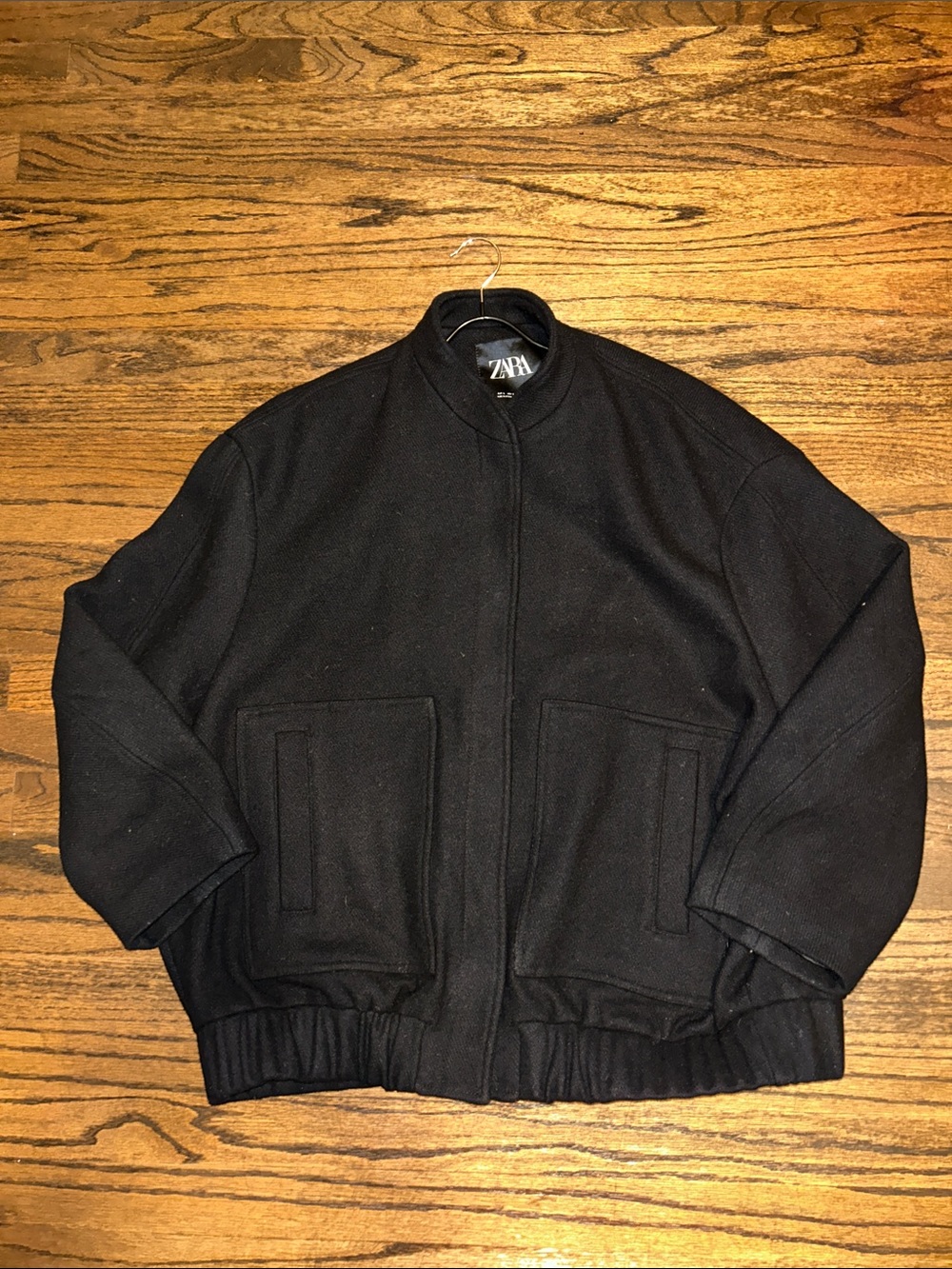 ZARA Black Women’s Bomber Jacket with Pocketed Front